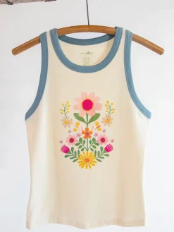 Ringer Tank Top - Ivory Folk Flower