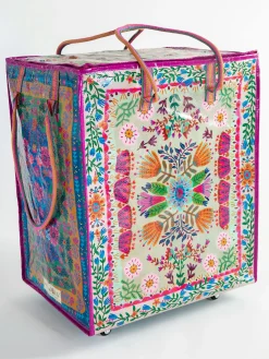 Rolling Tote Bag - XL Light Taupe Flower