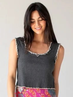 Ruffle Tank - Charcoal