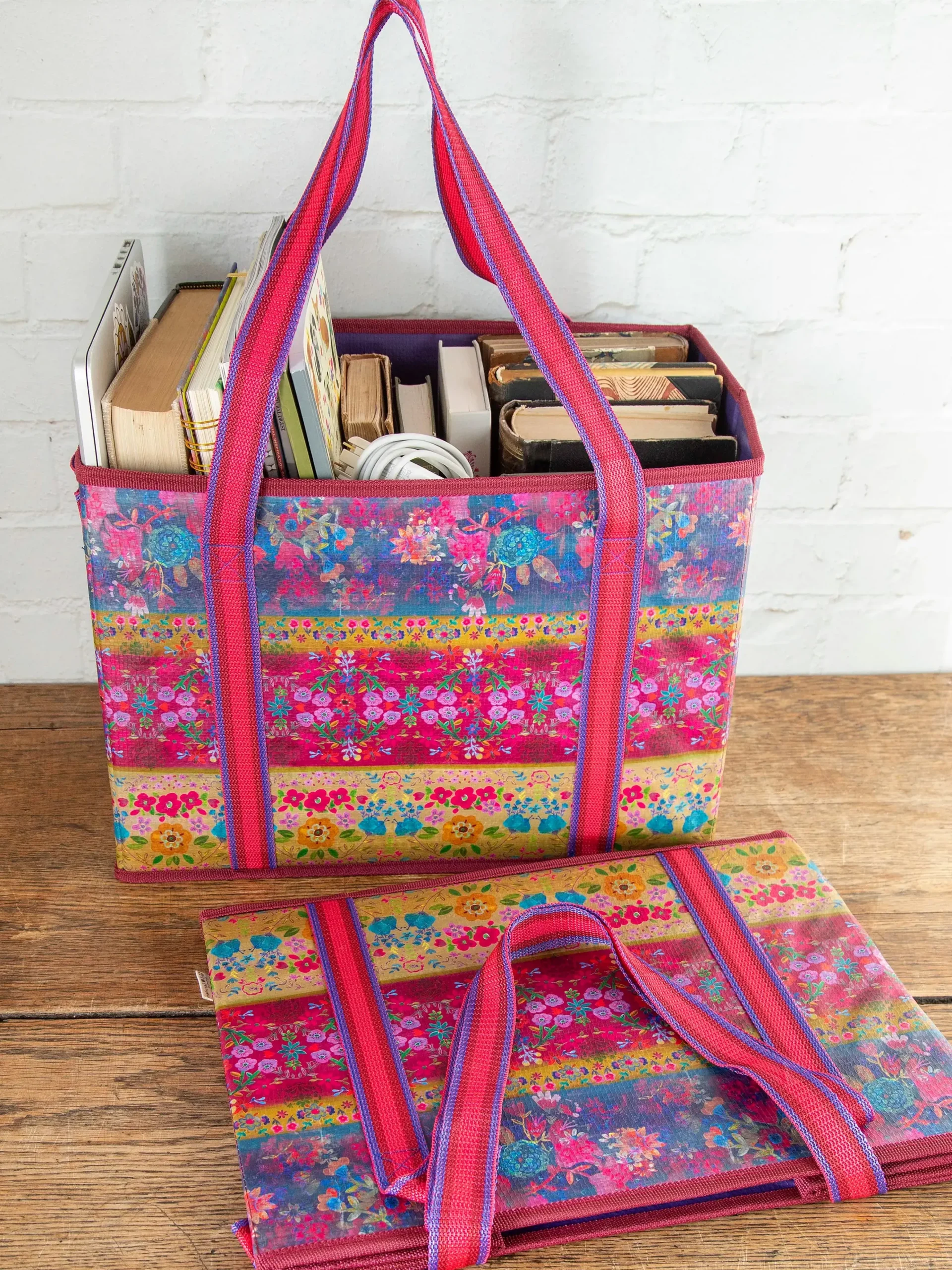 Set of 2 Heavy Duty Reusable Grocery u0026 More Box Bags - Jewel Border
