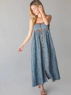 Sidney Maxi Dress - Blue Floral Cotton