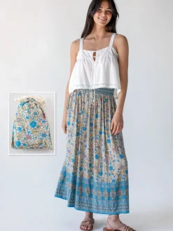 Skirt-In-A-Bag - Tan Blue Border