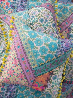 So Soft Cotton Reversible Euro Sham - Folk Flower Patchwork