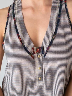 Stay Cool Striped Tank - Light Taupe