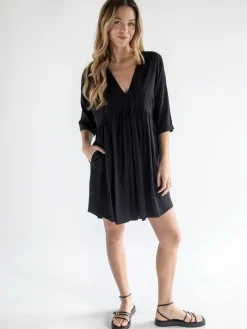 Stella V-Neck Mini Dress - Black
