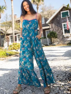 Stephanie Jumpsuit - Turquoise Roses
