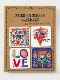 Stick-On Screen Cleaner, Set of 4 - Thankful Grateful