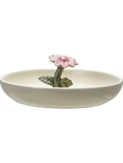 Stoneware Hand Painted Trinket Dish - Flower