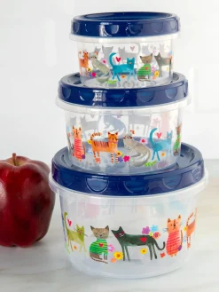 Storage Containers, Set of 3 - Cat