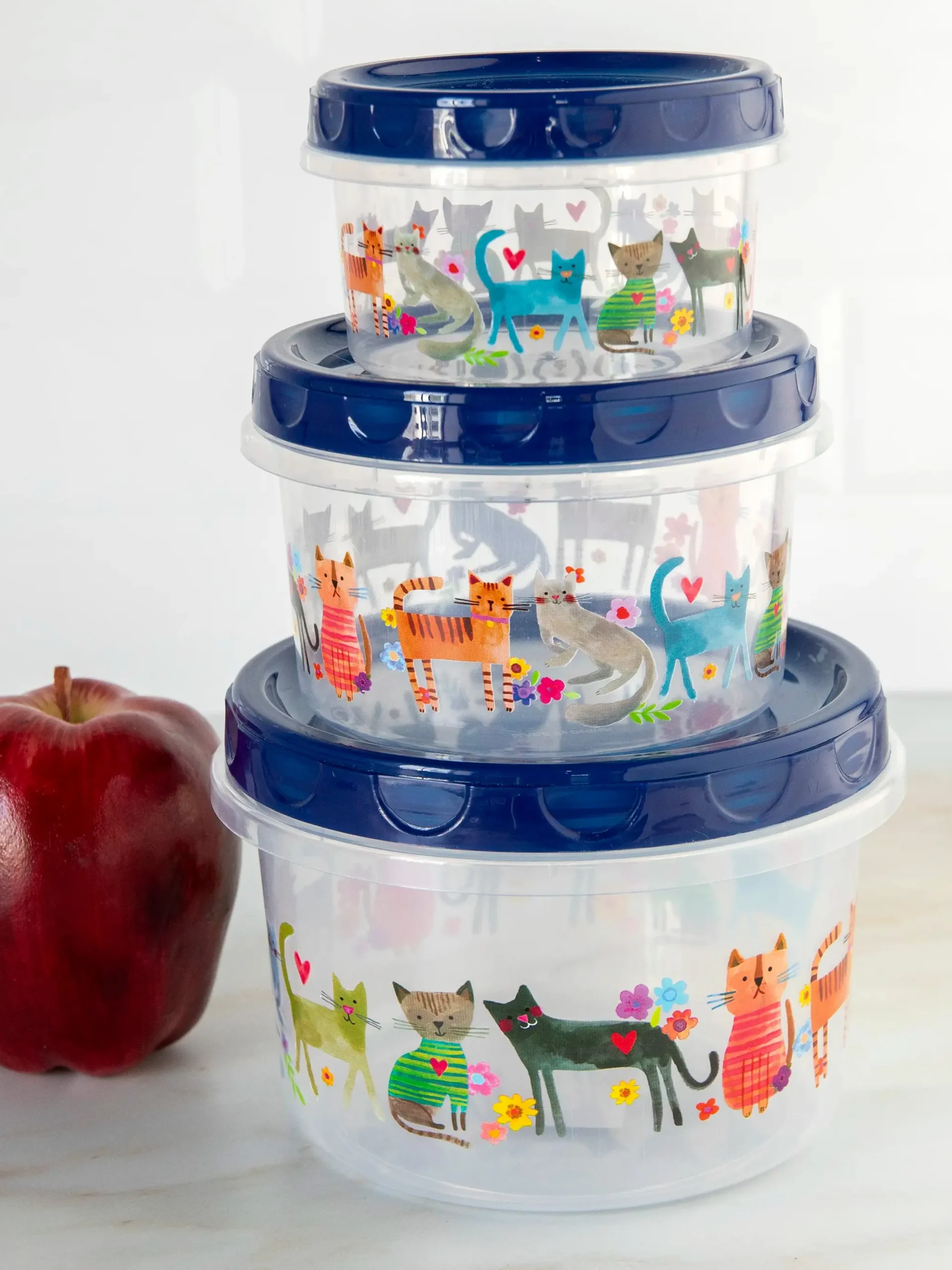 Storage Containers, Set of 3 - Cat