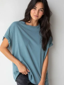Take It In Cotton Tee - Dusty Blue