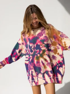 Taylor Oversized Cotton Sweater - Sunrise Tie-Dye