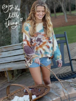 Taylor Oversized Cotton Sweater - Sunset Tie-Dye