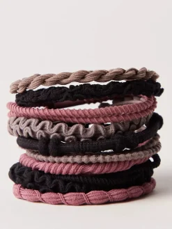 Textured Hair Ties, Set of 10 - Tan
