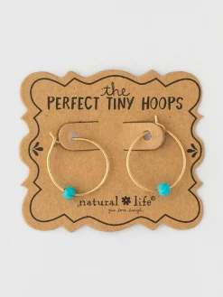 Tiny Hoop Earrings - Turquoise