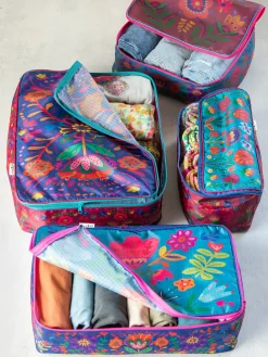 Travel Packing Cubes, Set of 4 - Multi Folk Flower