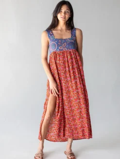 Tricia Maxi Dress - Blue Red Ditsy