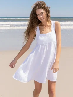 Tricia Mini Dress - White Cotton Gauze