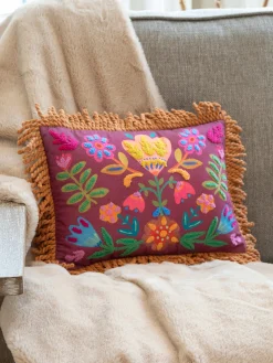 Tufted Boho Pillow - Mauve