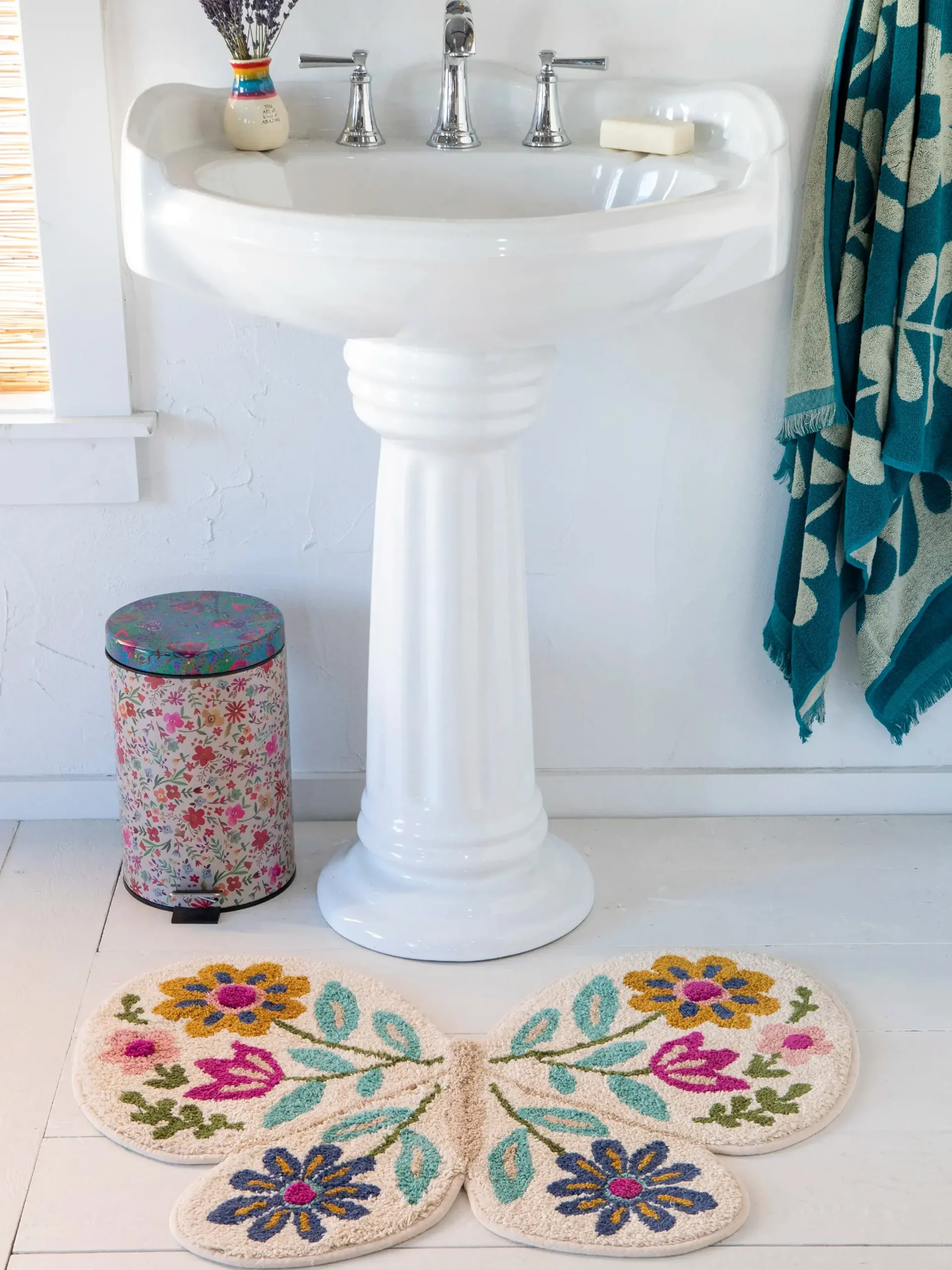 Tufted Cotton Bath Mat - Butterfly Cream