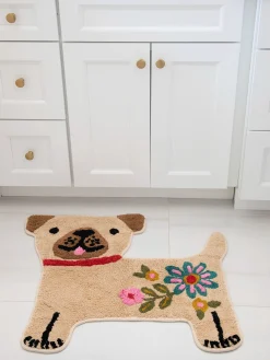 Tufted Cotton Bath Mat - Tan Dog
