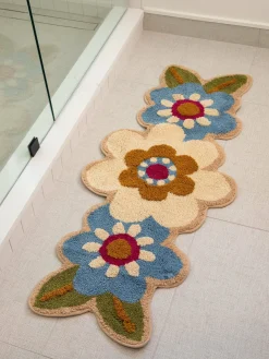 Tufted Runner Bath Mat - Cream Flower
