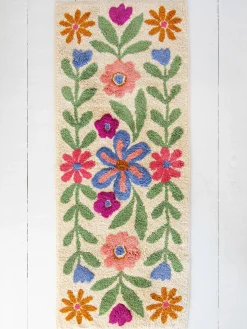 Tufted Runner Bath Mat - Cream Floral Vines