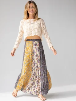 Valentina Maxi Skirt - Yellow Cream Floral
