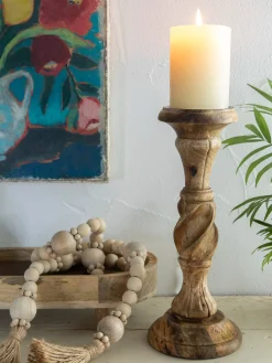 Wooden Candlestick - Natural