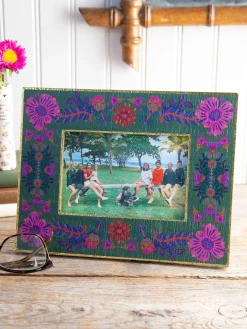 Wooden Photo Frame - Olive Folk Flower