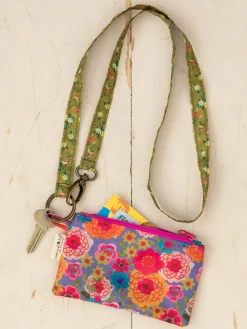 Zip Pouch Lanyard - Retro Floral Garden